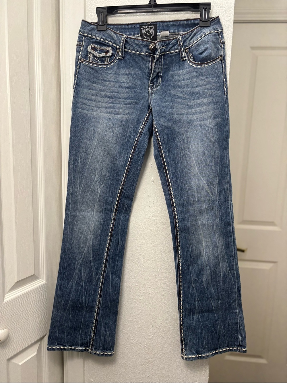 Women’s Petrol Blue Distressed Bootcut Jeans